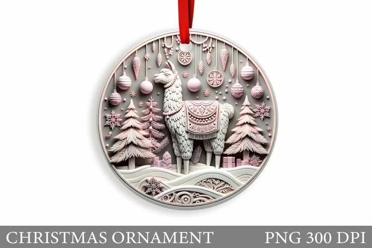 Cute Lama Christmas Ornament. Christmas Ornament Sublimation