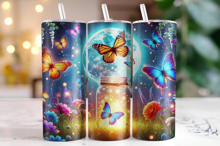 Butterflies Tumbler Wrap | Sublimation | Tumblers example image 1