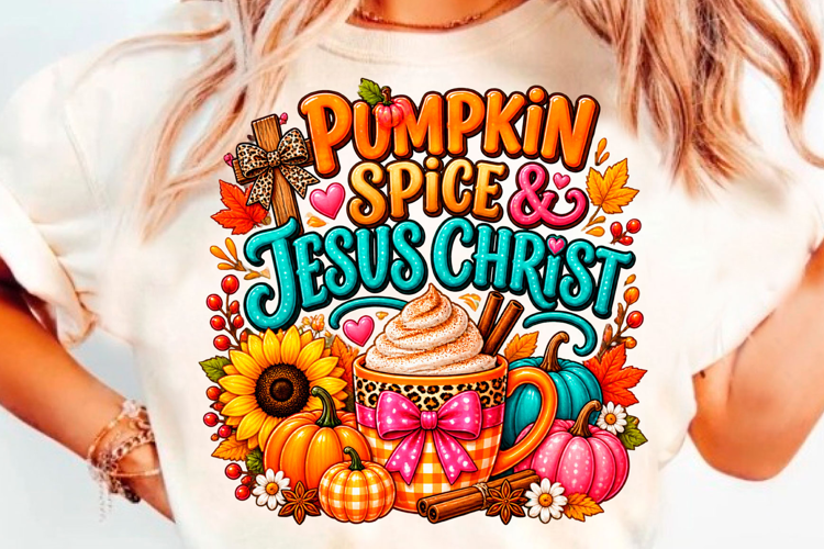 Pumpkin Spice Jesus Christ Fall Thanksgiving T-Shirt Design