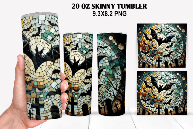 Bats Skinny Tumbler 20oz Wrap Design, Halloween Tumbler PNG
