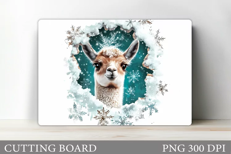 Christmas Lama Cutting Board. Christmas Cutting Board