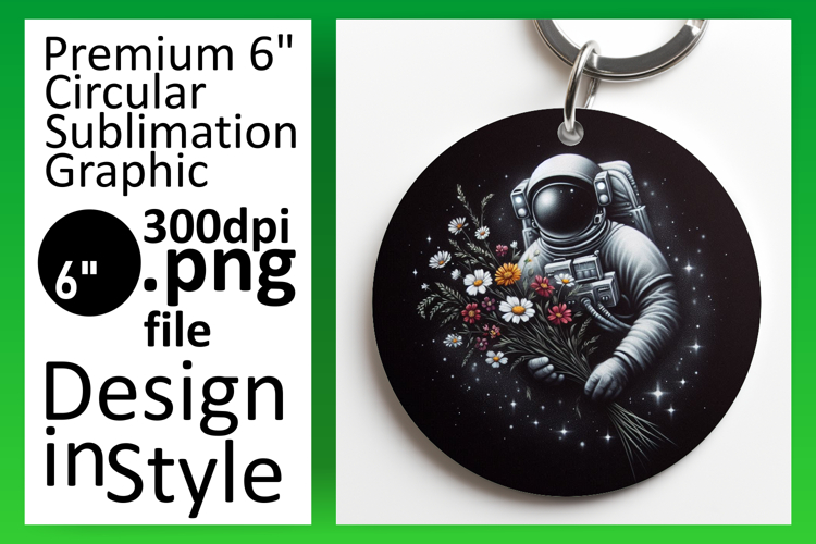 Vibrant Keychain Round Design PNG , Astronaut