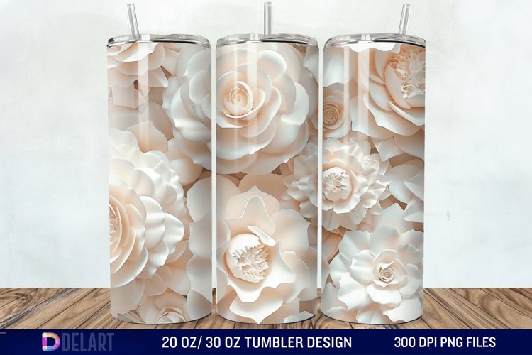 3D Flower Seamless Roses Tumbler Wrap example image 1