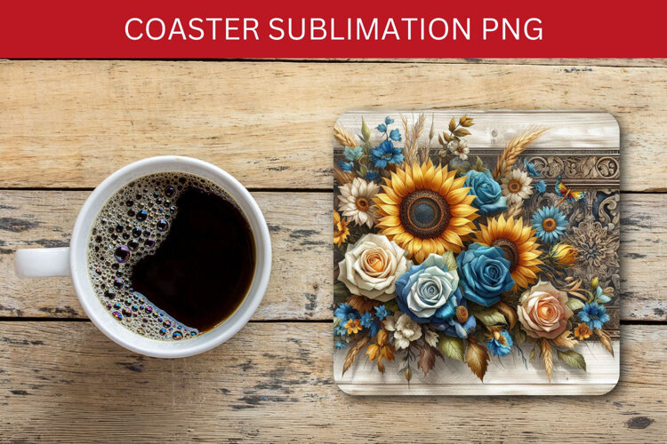 square coaster - sunflowers example image 1