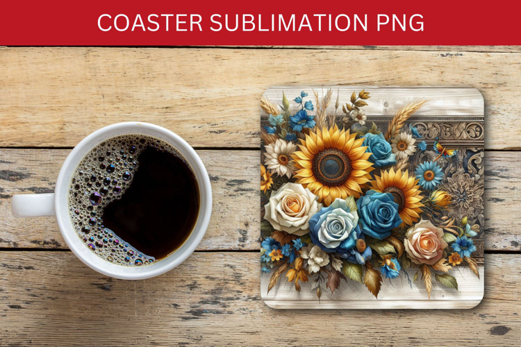 square coaster - sunflowers