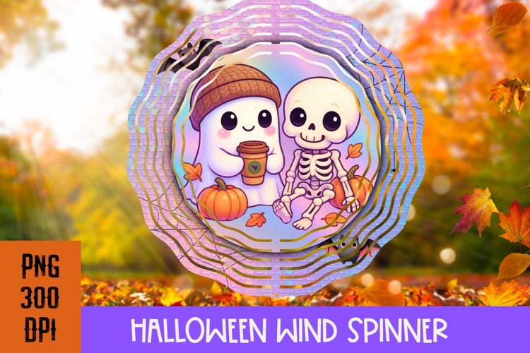 Cute Halloween Wind Spinner PNG, Iridescent Halloween PNG