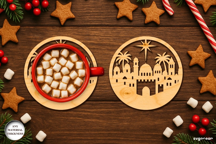 Nativity Coffee Coaster Laser Cut | Drink Coaster | SVG