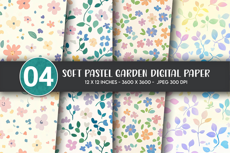 Soft Pastel Garden Digital Paper example image 1