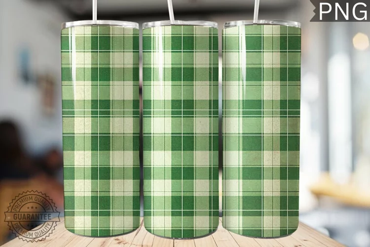Green Plaid Tumbler Wrap - High Quality 300 Dpi