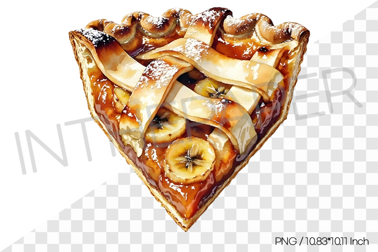 Banana Lattice Pie Slices PNG Clipart Watercolor Dessert