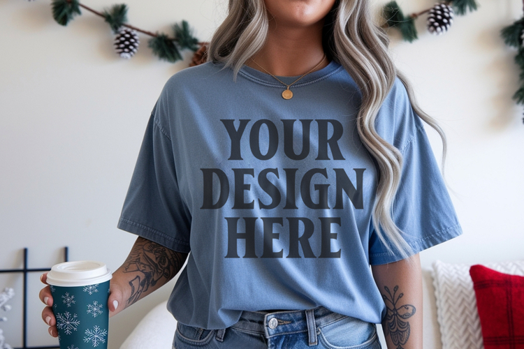 Bay Christmas Comfort Colors 1717 TShirt Mockup,cc1717 mock