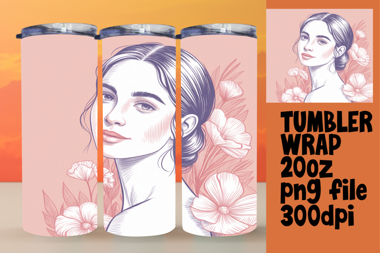 Eye-Catching 20oz Tumbler Wrap , Beauty Woman