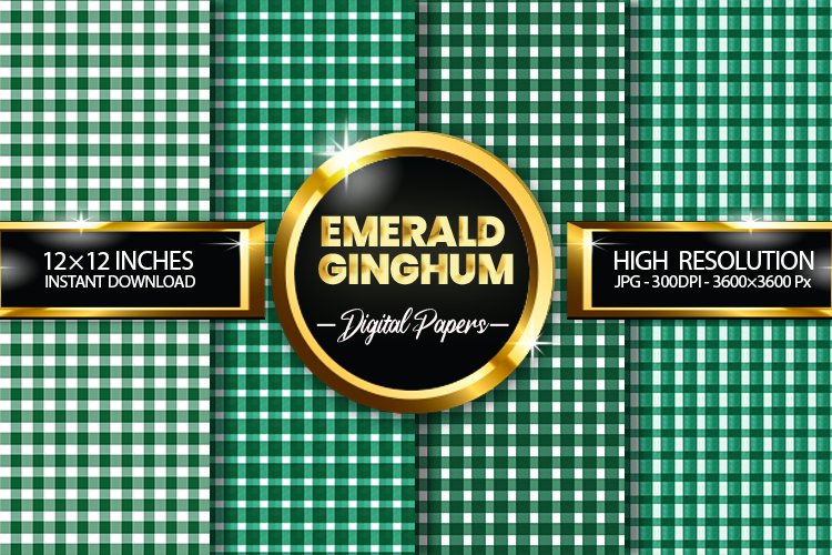 Emerald Gingham Digital Papers - 04 Variations example image 1