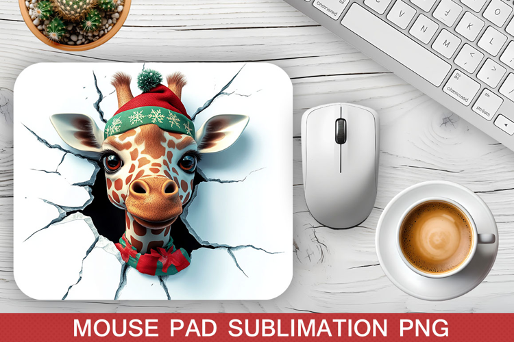 Christmas Giraffe Mouse Pad Sublimation -Christmas Mouse Pad
