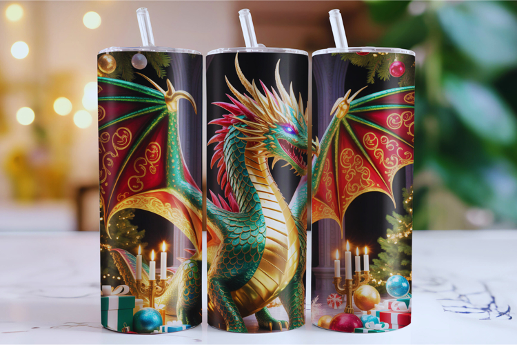 Merry Christmas dragon Tumbler Wrap | Christmas Wrap