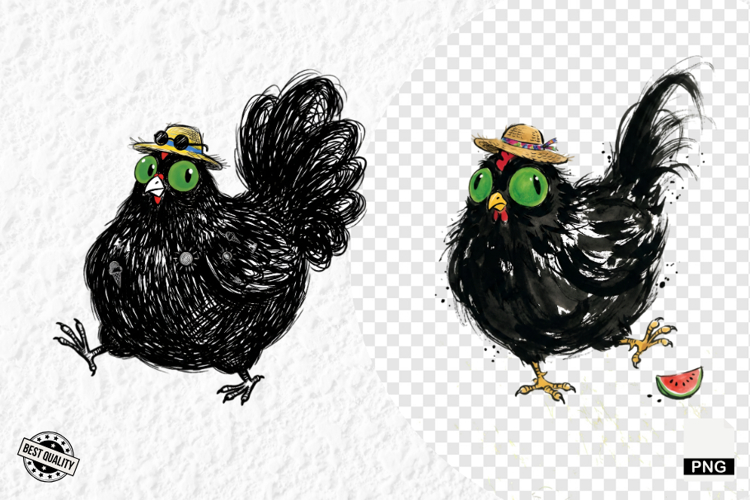 Whimsical Summer Chicken Png Clipart