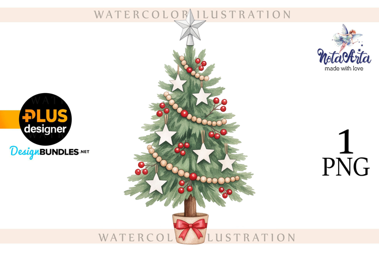 Watercolor Christmas Tree, Christmas tree, Happy Christmas