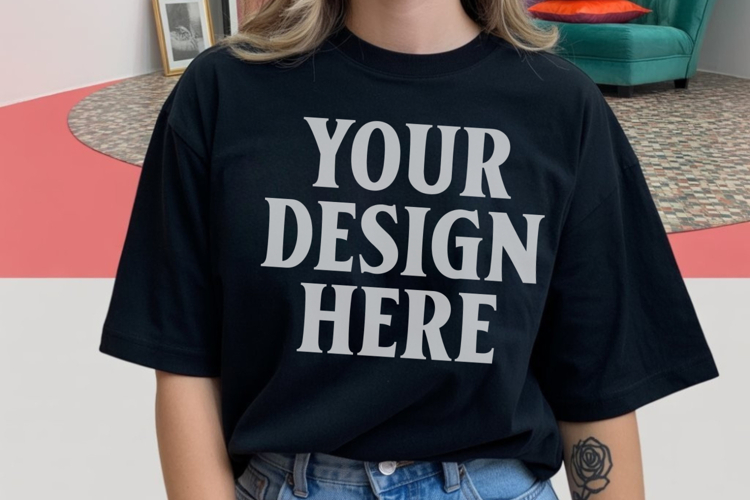 Black Tshirt Mockup Image 23