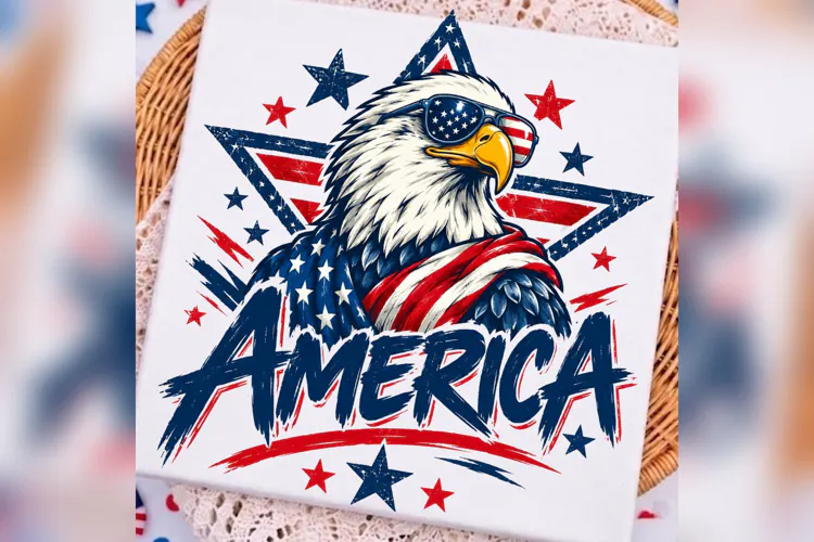 America Bald Eagle PNG, Patriotic USA Flag 4th of July Shirt