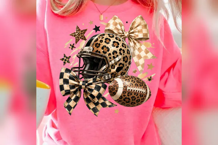 Leopard Football PNG, Game Day Bow PNG, Checkered Football