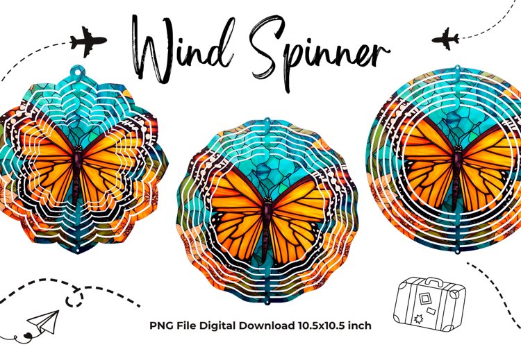 Butterfly Stained Glass Wind Spinner Template Sublimation