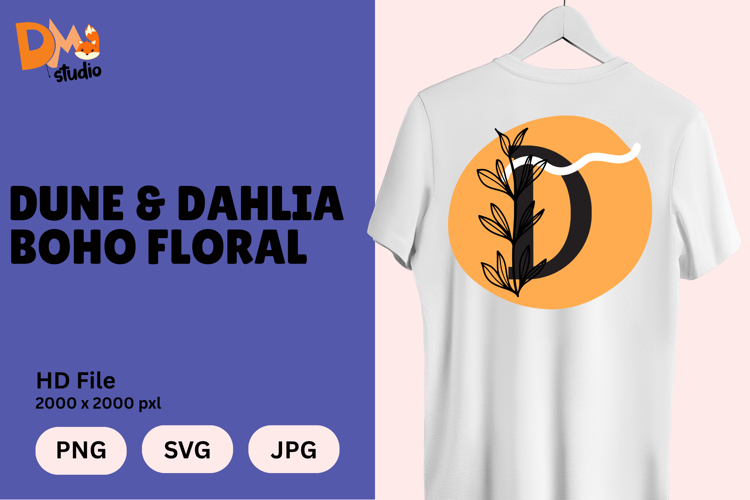 Dune   Dahlia Boho Floral Monogram