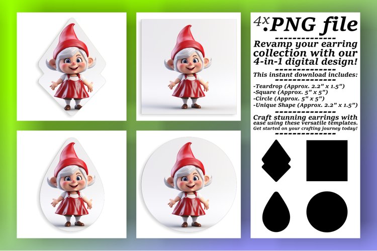 Teardrop Winter Chibi 3D - Colorful Earring Patterns