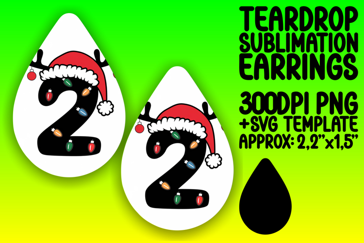 Fresh Teardrop Earrings Sublimation Art , Christmas