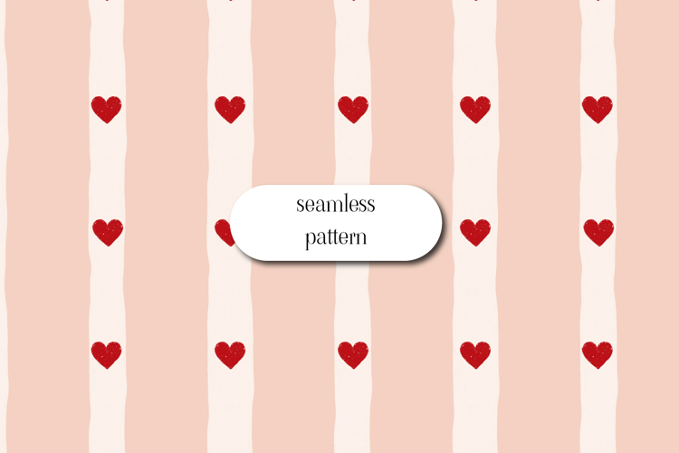 Soft Blush Stripes with Red Hearts Seamless Valentine