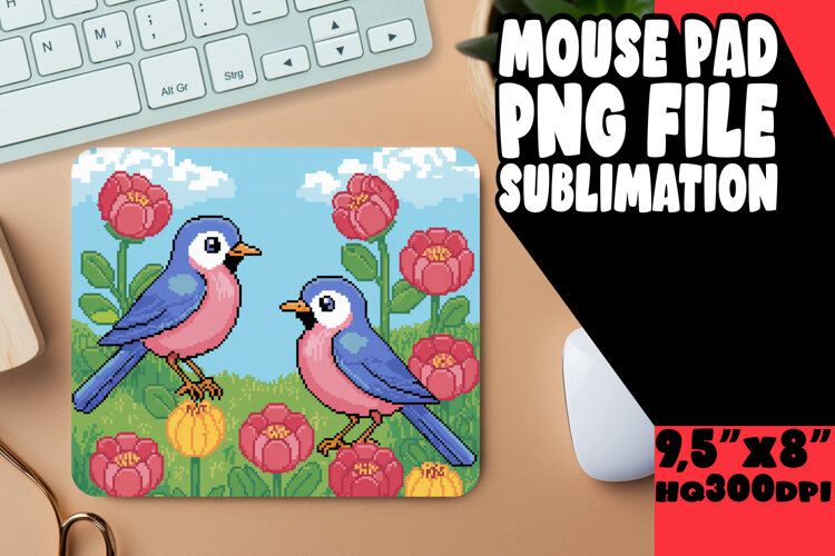 Vibrant Mouse Pad Sublimation Design, Birds example image 1