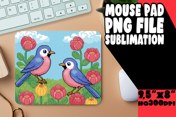 Vibrant Mouse Pad Sublimation Design, Birds
