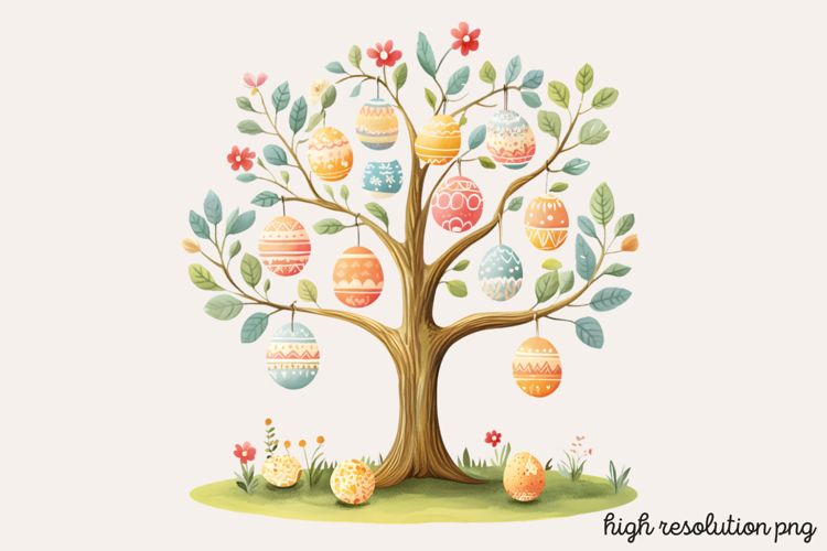 Easter Egg Tree Clipart PNG