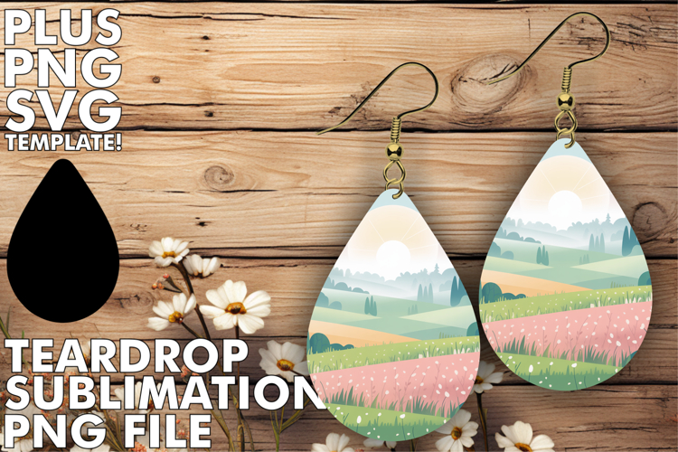 Whimsical teardrop EARRINGS Art PNG, Spring