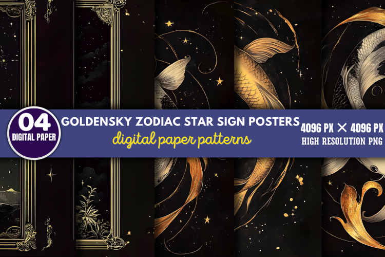 GoldenSky Zodiac Star Sign Posters PNG