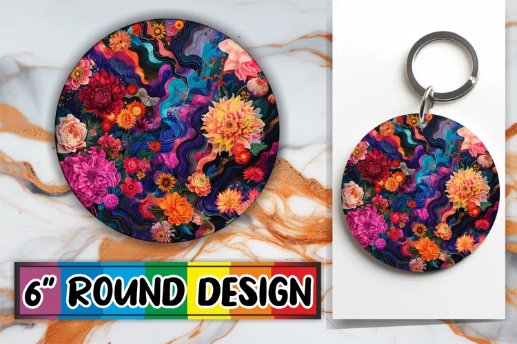 Vibrant Petal Round Ornament Sublimation
