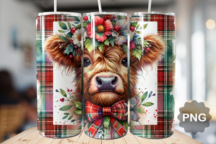 Christmas Baby Highland Cow - Skinny Tumbler Sublimation