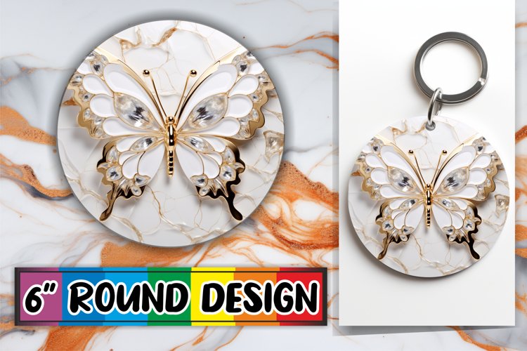 Butterfly Artistry Round Keychain 3D example image 1