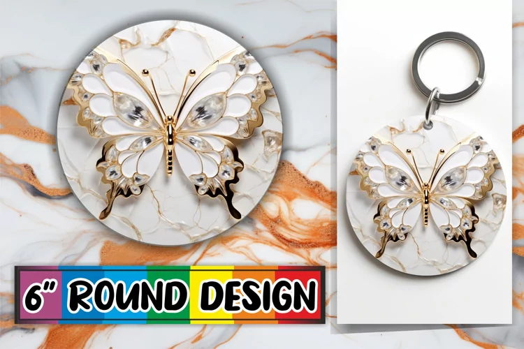 Butterfly Artistry Round Keychain 3D