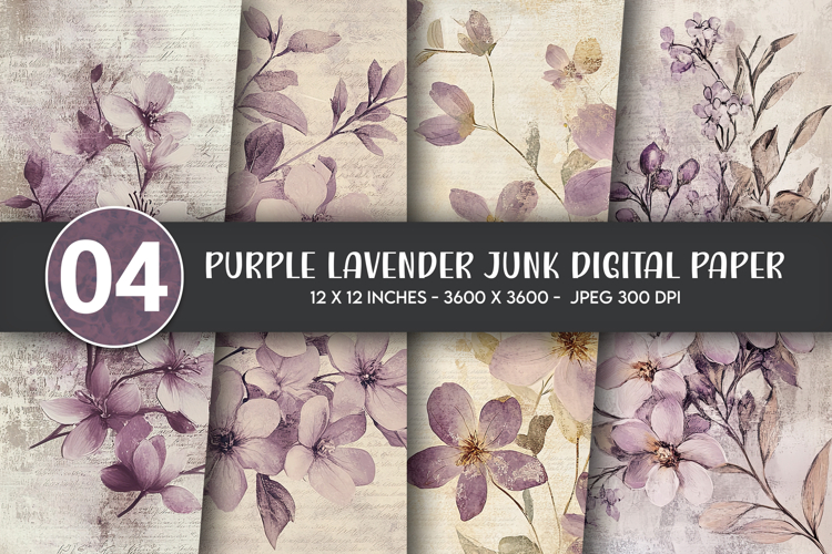 Purple Lavender Junk Digital Paper example image 1