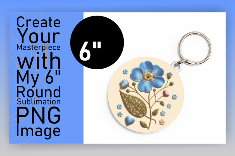 Elegant Keychain Round Design PNG , 3D Flower