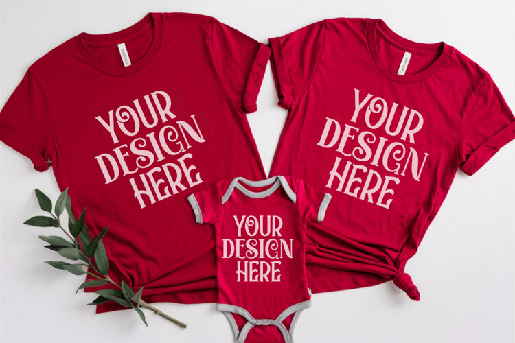 Christmas Family Matching Flat Lay T-Shirt Mockups example image 1
