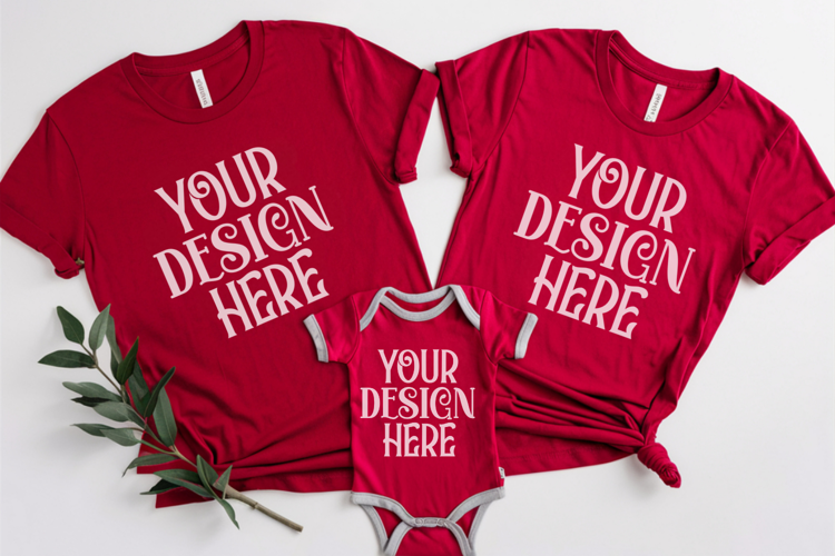 Christmas Family Matching Flat Lay T-Shirt Mockups