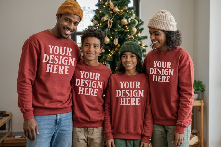 Christmas Family Matching T-Shirt Mockups | Holiday Group