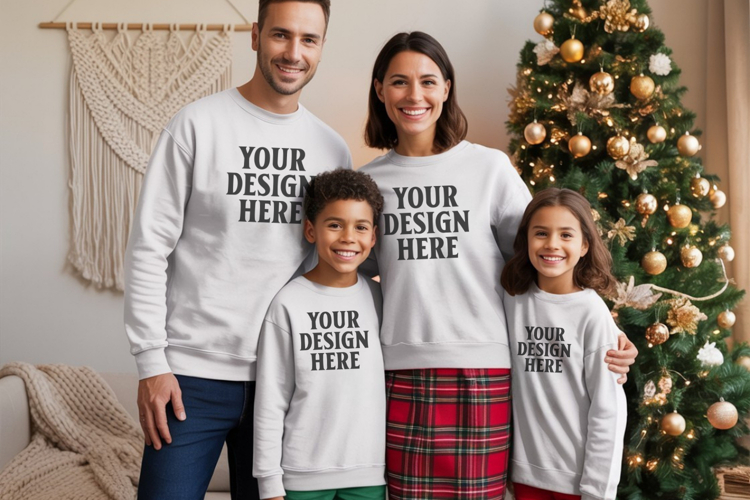 Christmas Family Matching T-Shirt Mockups | Holiday Group