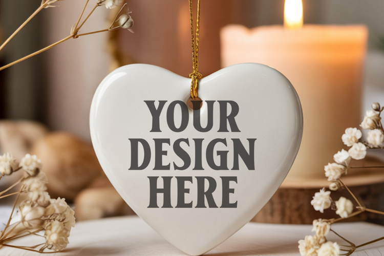 Holiday Love Heart Ornament Mockups | Romantic Christmas Tre