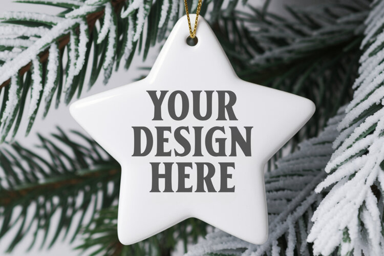 Christmas Star Ceramic Ornaments Mockup example image 1