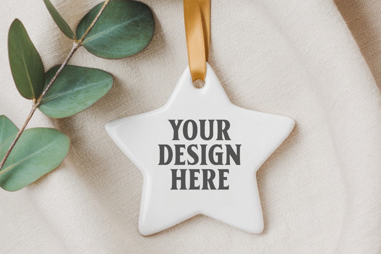 Christmas Star Ceramic Ornaments Mockup | Holiday Star Ornam