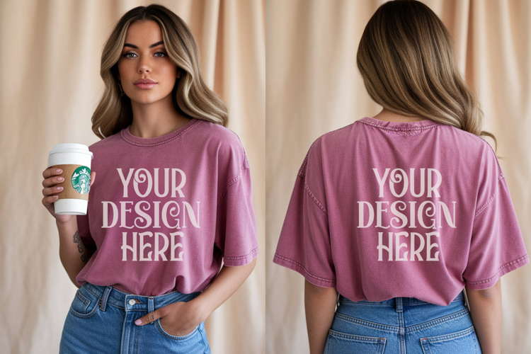 Comfort Colors 1717 Berry Front & back T shirt mockups