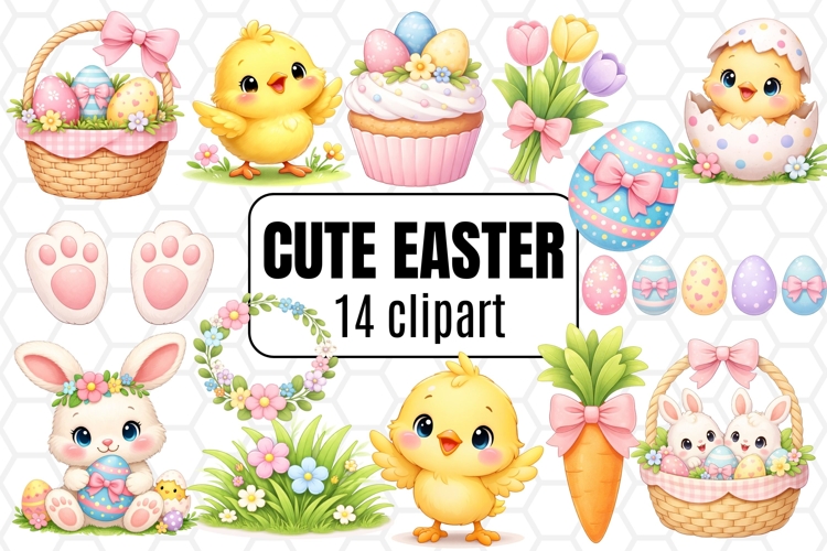 14 Cute Easter Cliparts - Easter Clipart Bundle