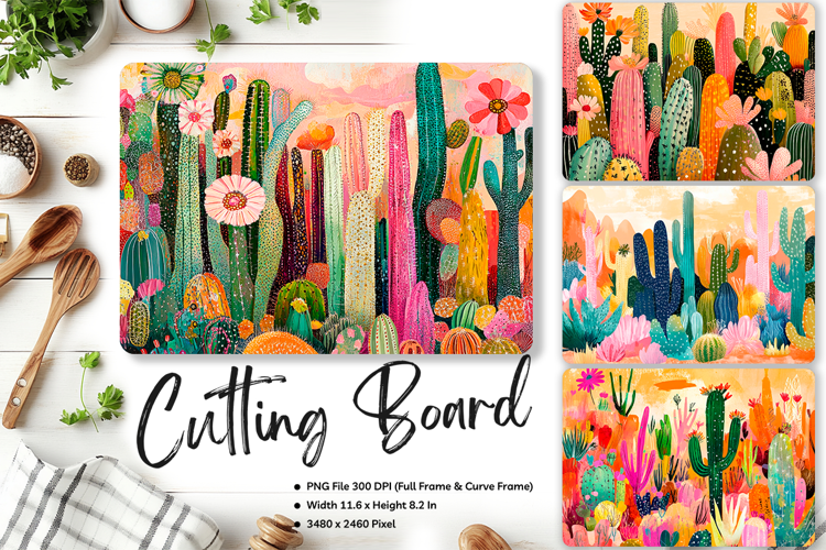 Cactus Cutting Board Kitchen Chopping Board Succulent_14